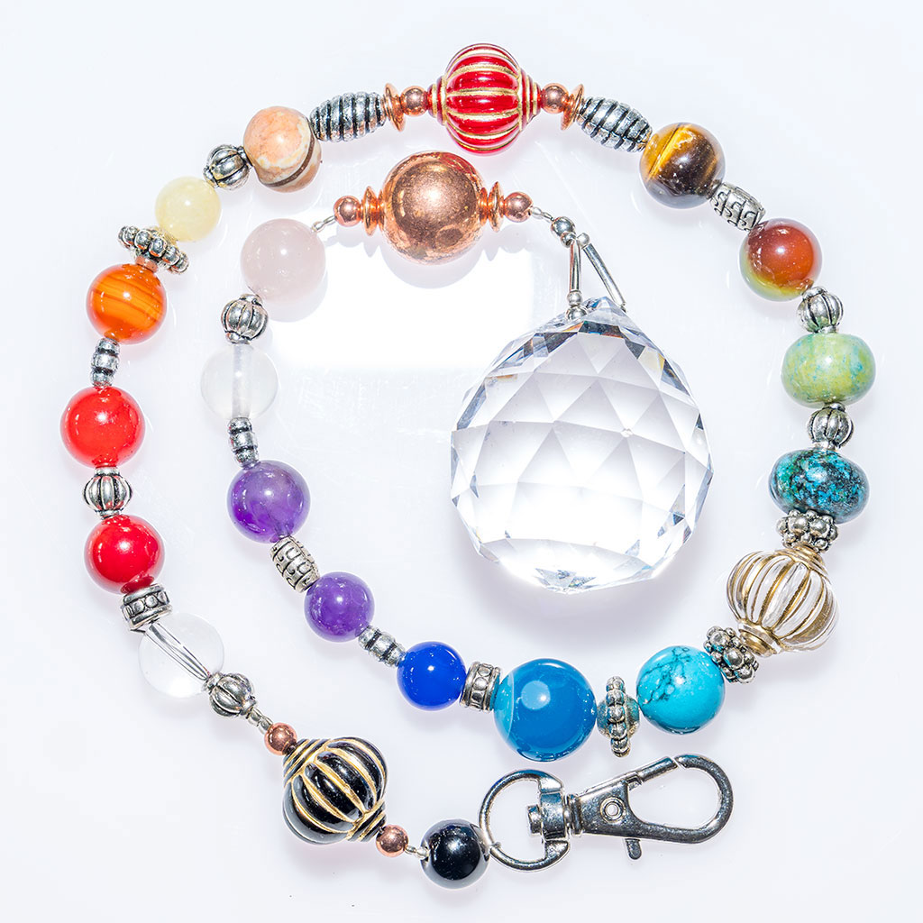 Suncatcher with rainbow coloured glass beads