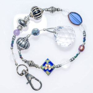 Suncatcher with small blue assorted glass beads